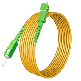 20 Meters SC/APC to SC/APC Fiber Optic Internet Cable, Single Mode Fiber Patch Cable, Fiber Optic Jumper Cable, Optical Patch Cord for Internet - SIMPLEX - 9/125um - OS1/OS2 Compatible, LSZH Yellow