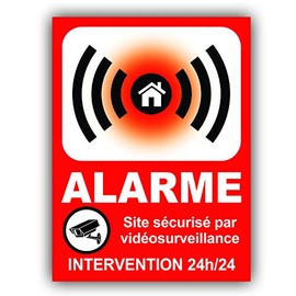 Alarm Panel 133 x 100 mm PVC + 4 Holes for Securing Site by Video Surveillance – 24 Hour Intervention