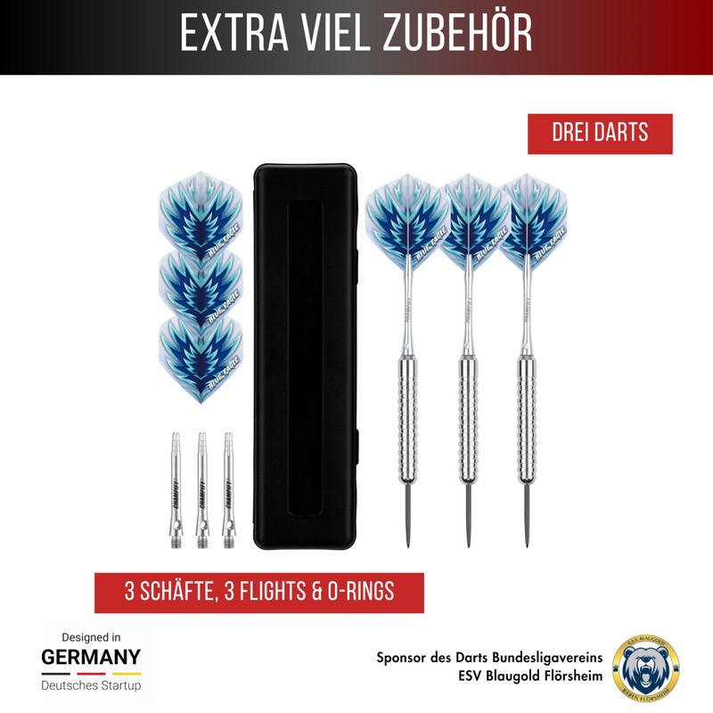 Champify Brass Darts Set "Blue Eagle" - 3 Darts with