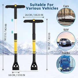 LKOIVNED Ice Scraper, Ice Scraper for Car Windscreen, Extendable Car Scraper Snow Brush Detachable Snow Removal Broom with 360 Degree Rotating Head for Car SUV Truck