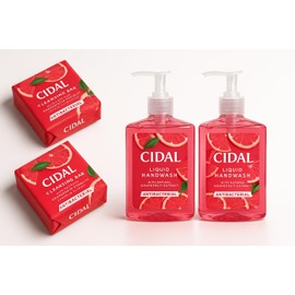 Dr Cosi-Cidal Pink Grapefruit Hand Wash and Soap Set, Pink Grapefruit, 2 x 250ml Hand Wash, 4 Soap Bars