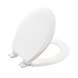 Wood Toilet Seat, Slow Close, High Gloss Finish, Premium Moulded Wood, White, PIKLiDS (Round)