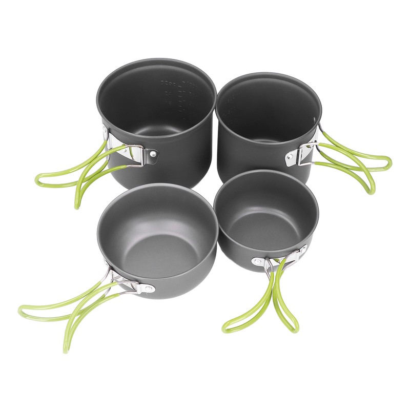 4pcs Camping Pot Kit Multi Layers Anti Scalding Design Camping
