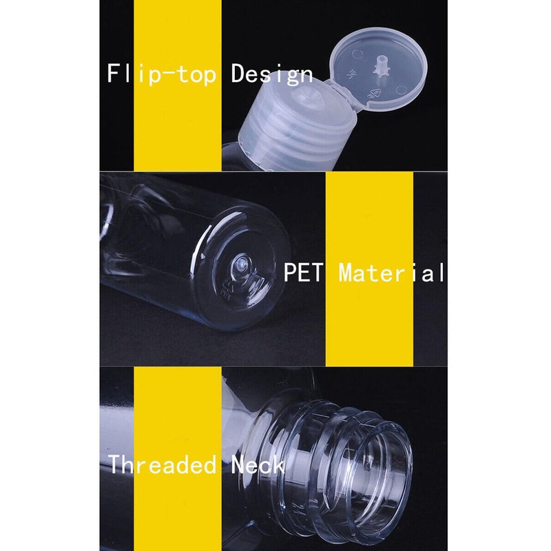 QIRUIRED 5 Pieces Flip Cap Bottles Plastic Empty Transparent Containers