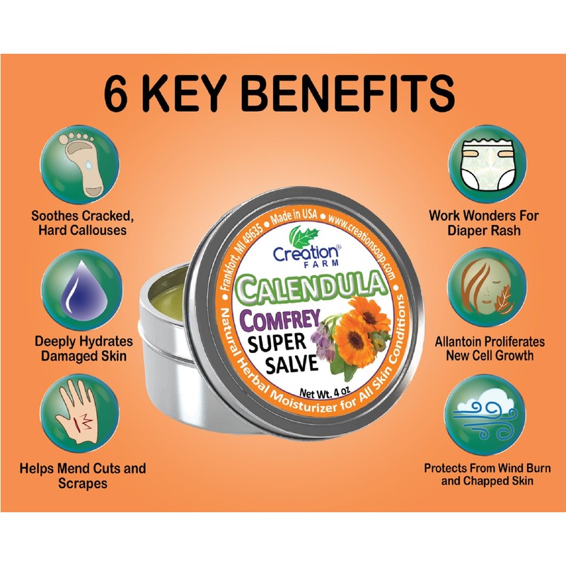 Creation Farm Calendula-Comfrey Super Salve 3 Pack of 4 oz