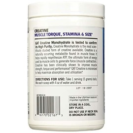 GAT SPORT 100% Monohidrato de creatina en polvo - 300 gr - 60 porciones - Para hombres y mujeres - Sin Sabor - 100'% Creatina Micronizada de alta pureza