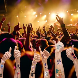 80Pcs Temporary Tattoos for Fans, Hand Face Tattoo Music Singer Tattoo Stickers Party Decorations Favor Supplies Gift for Adults Teens