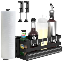 BSTTEK Griddle Caddy for Blackstone, Blackstone Griddle Accessories Organizer, Space Saving, Magnetic Tool Holder & Paper Towel Holder, No Drilling