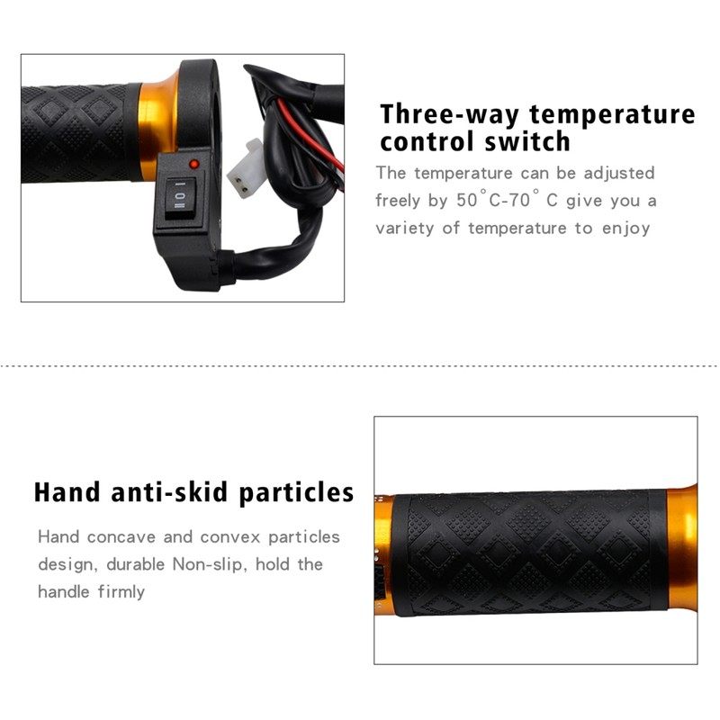 12V Electric Motorcycle Handlebar Heated Grips Temperature Adjustable Electric Heated