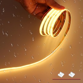 JOYLIT 24V COB LED Strip Lights 2700K Warm White Waterproof 20FT/6M 320LEDs/M Uniform CRI 90+ Flexible Tape Light for Cabinets, Shelves, Counters, Closets Decoration (LED Strip Only)