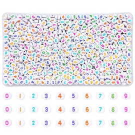 MiuCo Number Beads, Round Beads Numbers for Bracelets, 7 mm Number Beads for Threading, Mix 0-9, Beads Set for DIY Jewellery Craft Set Craft Beads (Black-1)