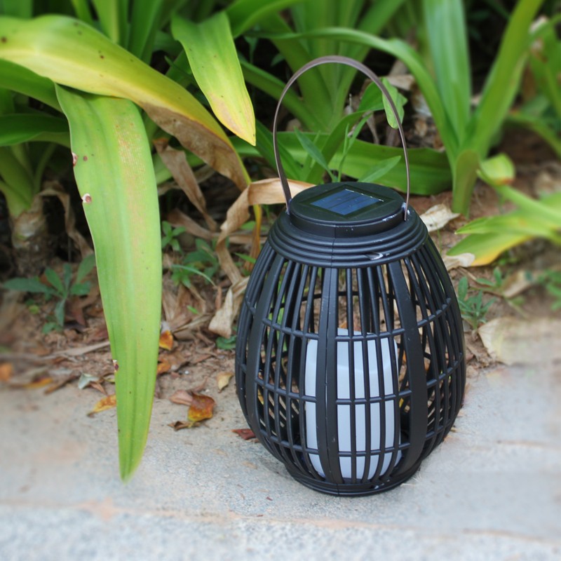 Solar Garden Lantern LED Outdoor Solar Lantern Waterproof Decorative Rattan