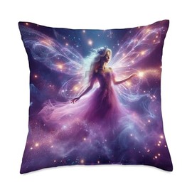 Beautiful Enchanted Fairy Sparkling With Magical Purple Mist Throw Pillow
