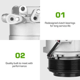 A/C Compressor with Clutch Fit for 2008-2014 Nissan Maxima 2009-2014 Murano 2013-2015 Pathfinder 2011-2015 Quest 3.5L Air Conditioner Compressor