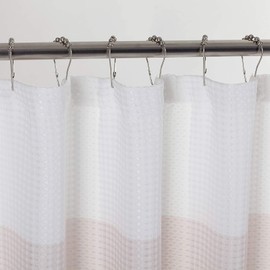 Dainty Home Ombre Waffle Weave Shower Curtain (Blush with 12 Hooks)