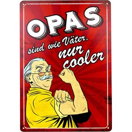 Tin Sign Retro – Opa's sind wie Väter, nur cooler – 20 x 30 cm – Original Gift for Grandpa, Vintage Metal Sign for Decoration