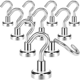 Wukong Pack of 10 Neodymium Magnetic Hooks, 9 kg (20 LB) Magnetic Hooks, Extra Strong, 16 mm Magnet Strong, Suitable for Kitchen, Meeting Room and Tool Storage