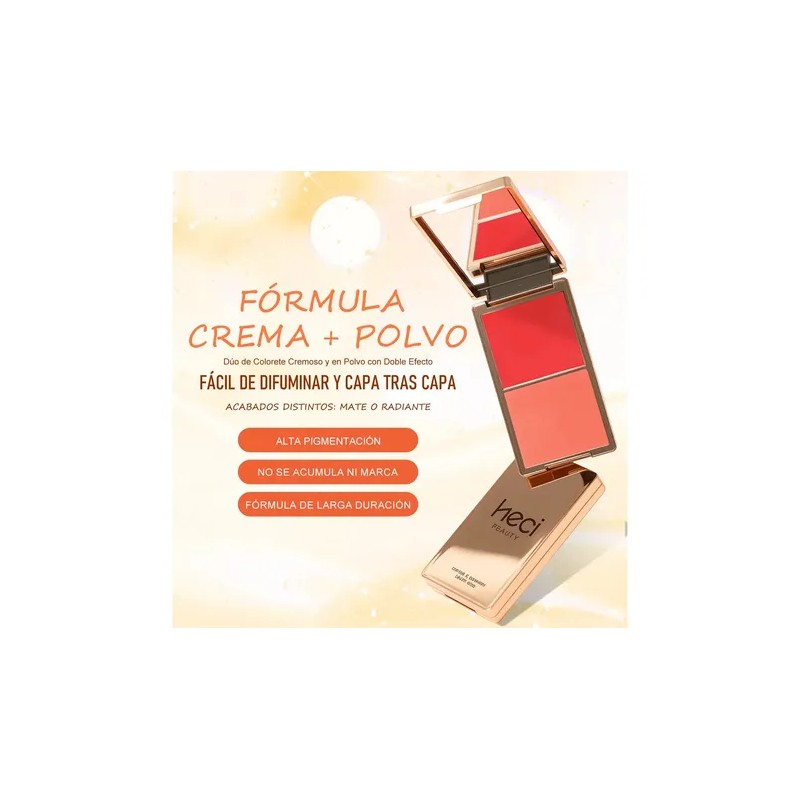 Heci Beauty Double-Take Crème & Powder Blush Duo Alta Pigmentación