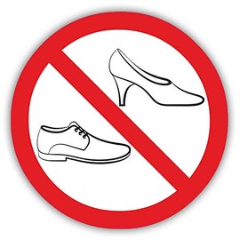 Prohibition Sticker Shoes Prohibited I Round Diameter 10 cm I Enter the Area with Shoes Not Permitted I Road Shoes Prohibited I hin124