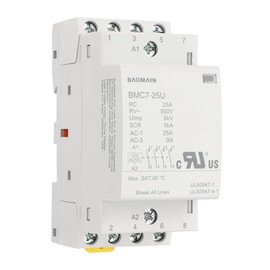 Baomain 4NO AC/DC Household Contactors, 25A 4P Modular Contactor, 4 Poles Normally Open, DIN Rail Mount, UL Listed (BMC7-25U_4P AC/DC 12V)