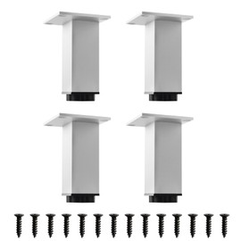 TamBee Furniture Cabinet Legs Adjustable Furniture Legs Square Metal Cabinet Table Legs Kitchen Feet Silver, Pack of 4 (4in, Silver)