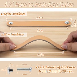 LEREATI Leather Handles for Furniture, Pack of 4 Cabinet Handles with Screws, Furniture Handles, Vintage Drawer Handle, Knobs, Furniture Handle, Leather for Kitchen Cabinets, Cabinets, Bathroom