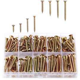 Wood Screw Set, Countersunk Wood Screws with Cross Holes, Full Thread, M3.5mm x 16mm/20mm/30mm/35mm M4.0mm x 25mm/30mm/35mm/40mm 160 pieces, Repair Tool