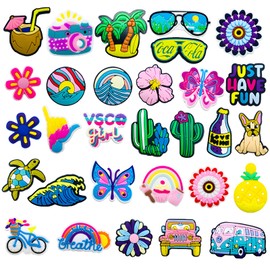 Crocs Kinder Crocs Anstecker Jibbitz Shoe Charms Tier Cartoon Schuh Dekoration Charm, Schuh Charme, Charms für Schuhe Armband Armband Clog Sandalen Geburtstag Party (30er-Set Sommer Strand)