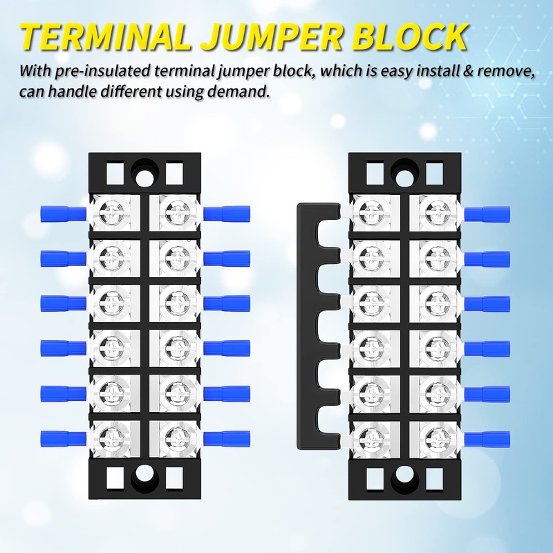 Joinfworld 35A Terminal Block 6 Position Screw Terminal Strip Dual