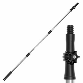 QWORK Multi-Purpose Splice Extension Pole – Adjustable 2-11 Feet with 180° Swivel Head, Stainless Steel & Aluminum Alloy Paint Roller Pole