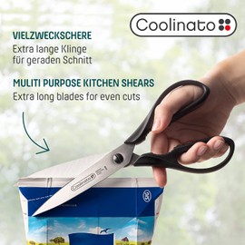Coolinato XL Kitchen Scissors 23 cm Stainless Steel Scissors Household Scissors Extra Sharp Universal Scissors for Paper Plastic Herbs Nuts