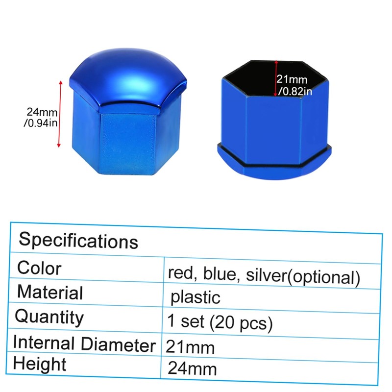 aqxreight 20pcs Universal 21mm Wheel Nut Covers Lug Nut Caps