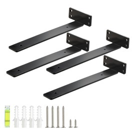 HEART ART Floating Shelf Bracket 12 Inch,4 Pack Heavy Duty Shelf Brackets,L Brackets for Shelves Black,12”L x 1.6”H x1.6”W