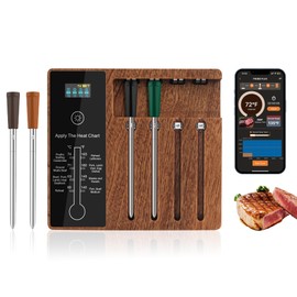 4-Probe Wireless Meat Thermometer, 500FT Dual High Sensitive Sensor Meat Thermometer Digital with Customized Target Temp, Probe Lasts Up to 16 Hours | Food Thermometer for Oven, Smoker, Grill