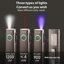 TrustFire Mini X3-SE Rechargeable Flat EDC Flashlight with White Light, UV Light and Red Beam, 1200 Lumens LED Flashlights Combo, Triple Light Sources Pocket Lights IPX6 for Emergency (Grey)