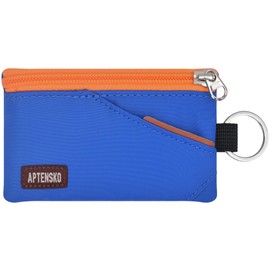 APTENSKO RFID Travel Wallet with Adjustable Lanyard-Zipper Small Wallet with ID Card Holder, Keychain for women&men-Minimalist Slim Waterproof Nylon case for ID, Cash, Key (Blue)