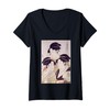 Womens Ukiyo-e Beauty Humor Art Picture Kanji Japan V-Neck T-Shirt