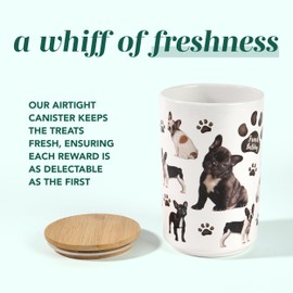 Greenline Goods Premium Dog Treat Ceramic Canister Set – French Bulldog Airtight Canister for Fresh Treats, Ceramic Jar & Containers with Lids, Farmhouse Canisters, Ideal Kitchen Canisters