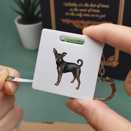 Azeeda 'Miniature Pinscher' Keyring Tape Measure/Spirit Level Tool (KM00022956)