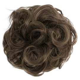 PRETTYSHOP Hairpiece Hair Rubber Scrunchie Scrunchy Updos VOLUMINOUS Curly Messy Bun Brunette mix G18E_32AT12