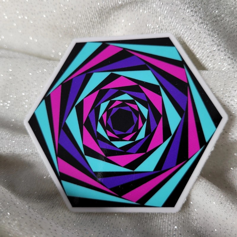 Moonlight Jade STKR083 Twisted Hexagon Black Aqua Magenta Purple Twists