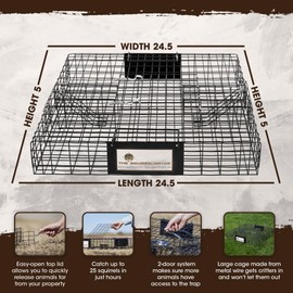 Rugged Ranch 2 Pack Squirrel Trap, Live Animal Catch & Release Cage, Squirrelinator