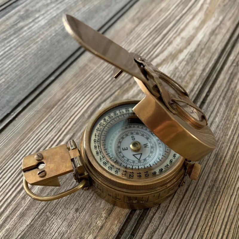 Vintage Solid Brass WWII Military Pocket Compass Gift