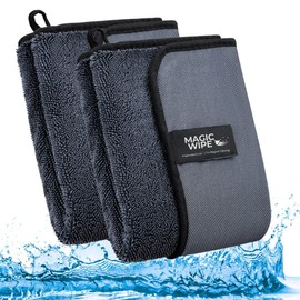 MAGIC WIPE® Bathroom Drying Cloth XXL - 2 Pack 40 x 60 cm Original All Purpose Microfibre Cleaning Cloth - Streak & Lint Free Cloth, Premium Quality Drying Towel for Bathrooms, Kitchen, Mirrors, Car