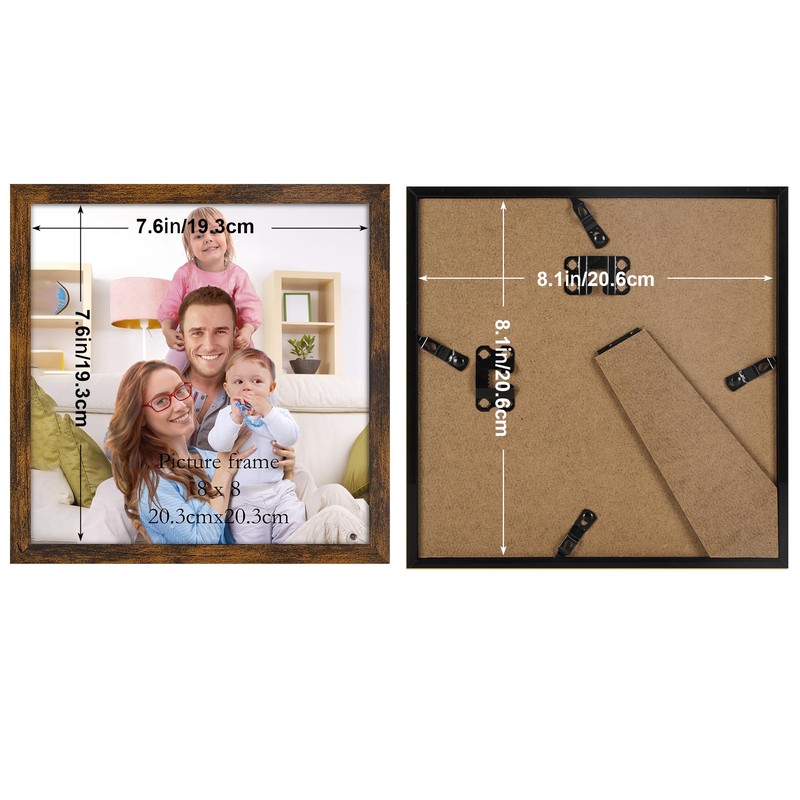 Giftgarden 8x8 Picture Frame Rustic Brown, 8 by 8 Thin