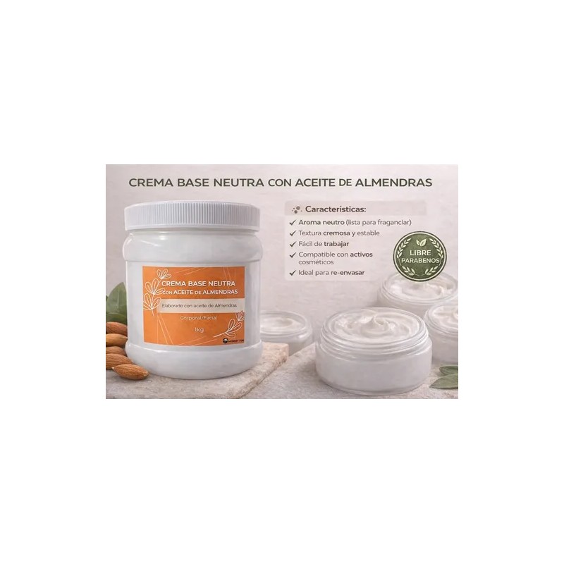 1 Kg Crema Base Con Aceite Almendras Corporal Y Facial