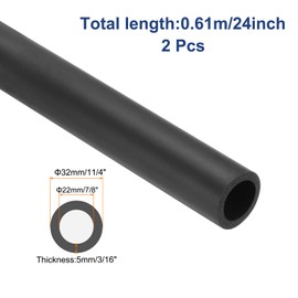 sourcing map 2pcs Pipe Insulation Foam Tube Lagging Insulation 22mm(7/8") ID 32mm(1 1/4") OD 24" Heat Preservation for Antifreeze Insulation, Handle Grip, Black