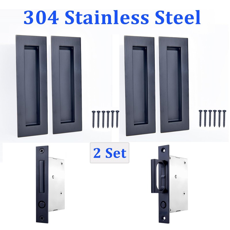 Dontay Sliding Pocket Door Handles, 304 Stainless Steel Non Locking