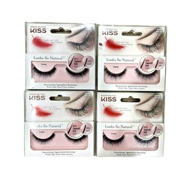 Kiss Lot Of 4 Kiss Looks So Natural False Eyelashes, Tapered End Lash Pretty KFL03