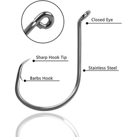 130PCS Circle Hooks Fishing Hook High Carbon Steel 2X Strong Offset Octopus Saltwater Circle Hooks for Catfish Bass